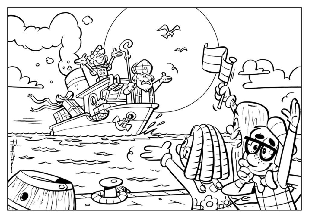 Kleurplaat Oud Valkeveen - Sinterklaas